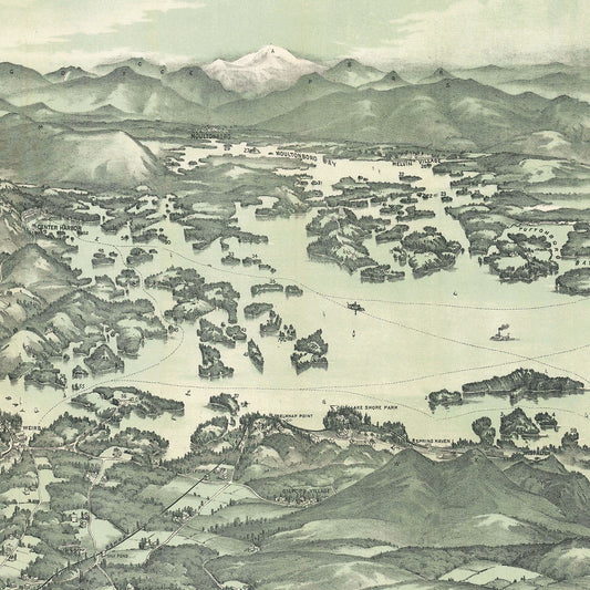Vintage Map of Lake Winnipesaukee, New Hampshire 1909