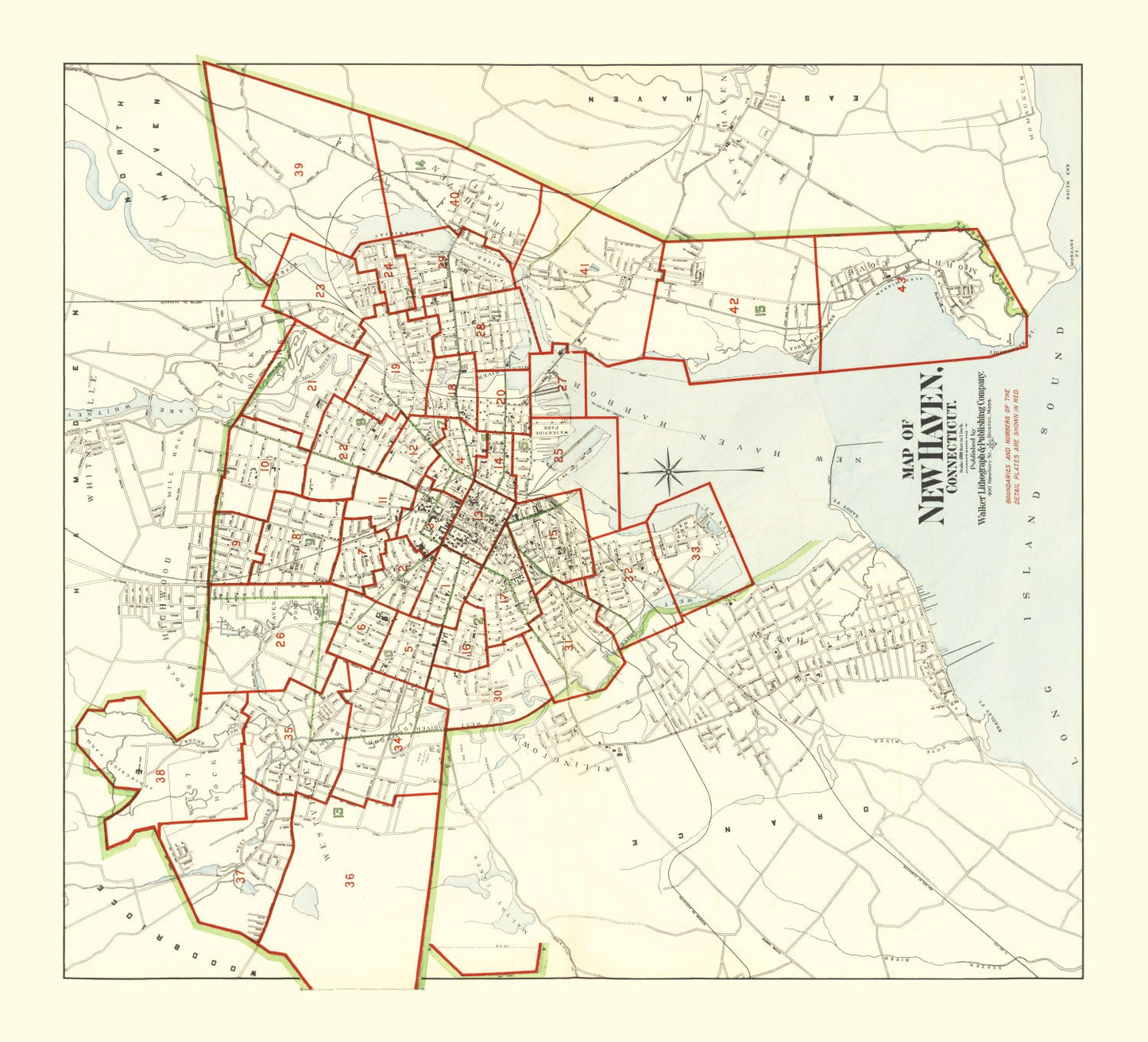 Vintage Map of New Haven, Connecticut 1911