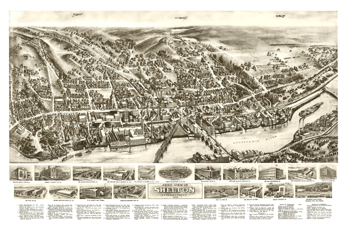 Vintage Map of Shelton, Connecticut 1919
