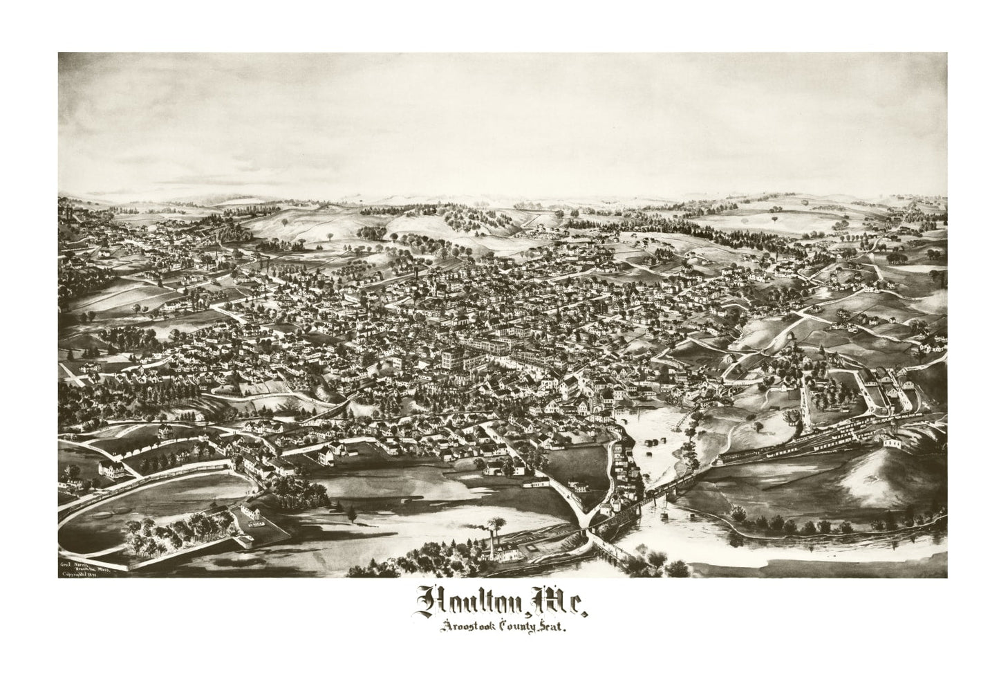 Vintage Map of Houlton, Maine 1894
