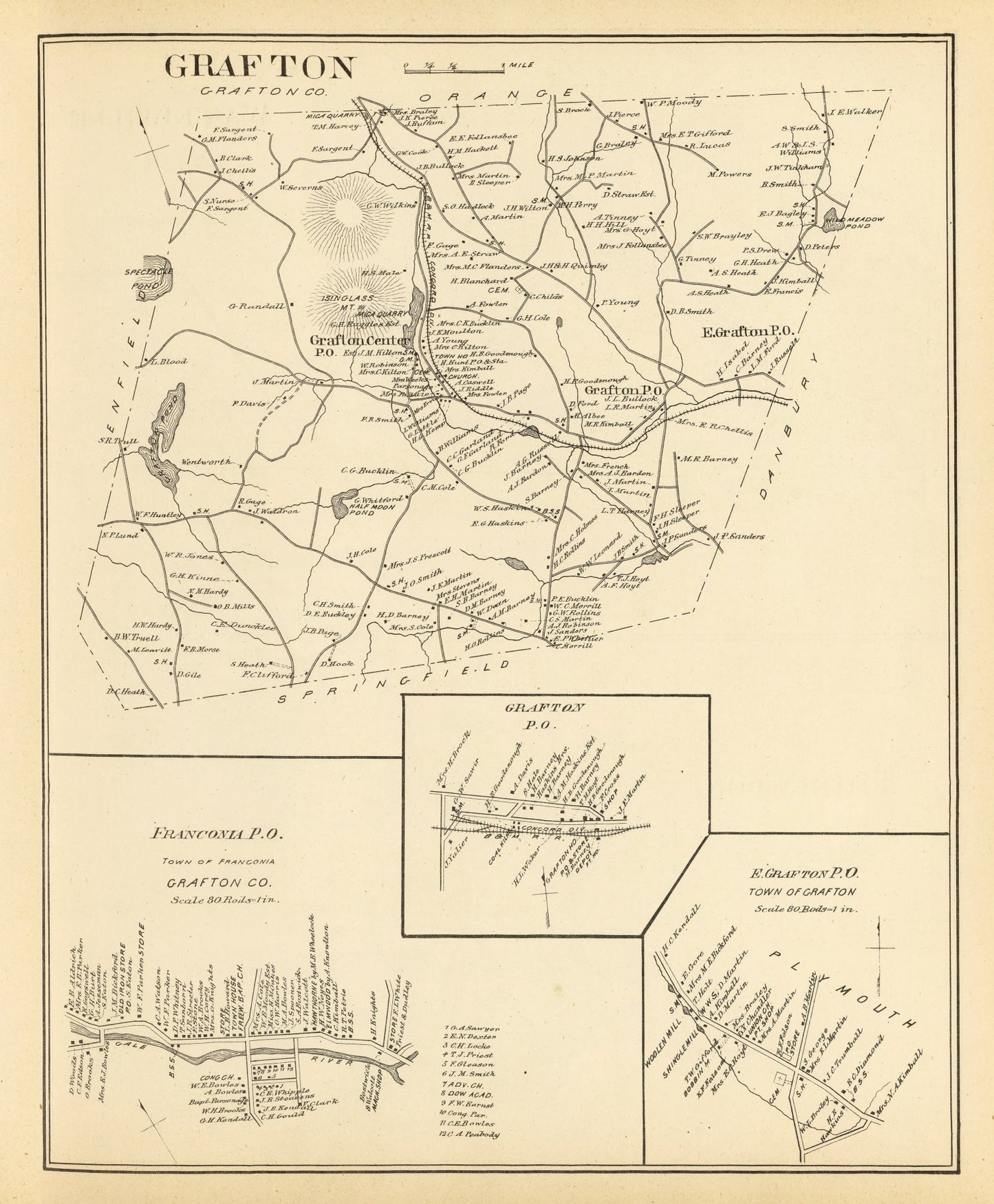 Vintage Map of Franconia, New Hampshire 1892