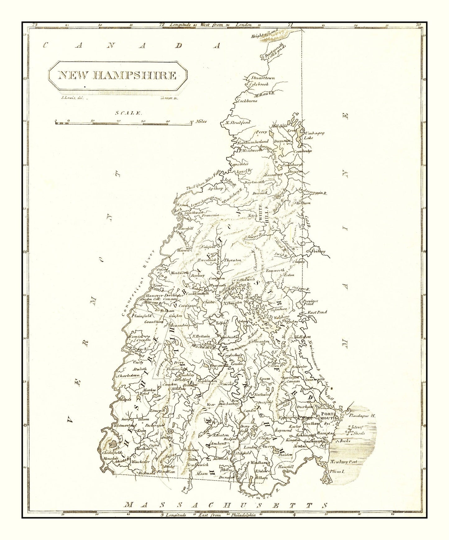 Vintage Map of New Hampshire 1804