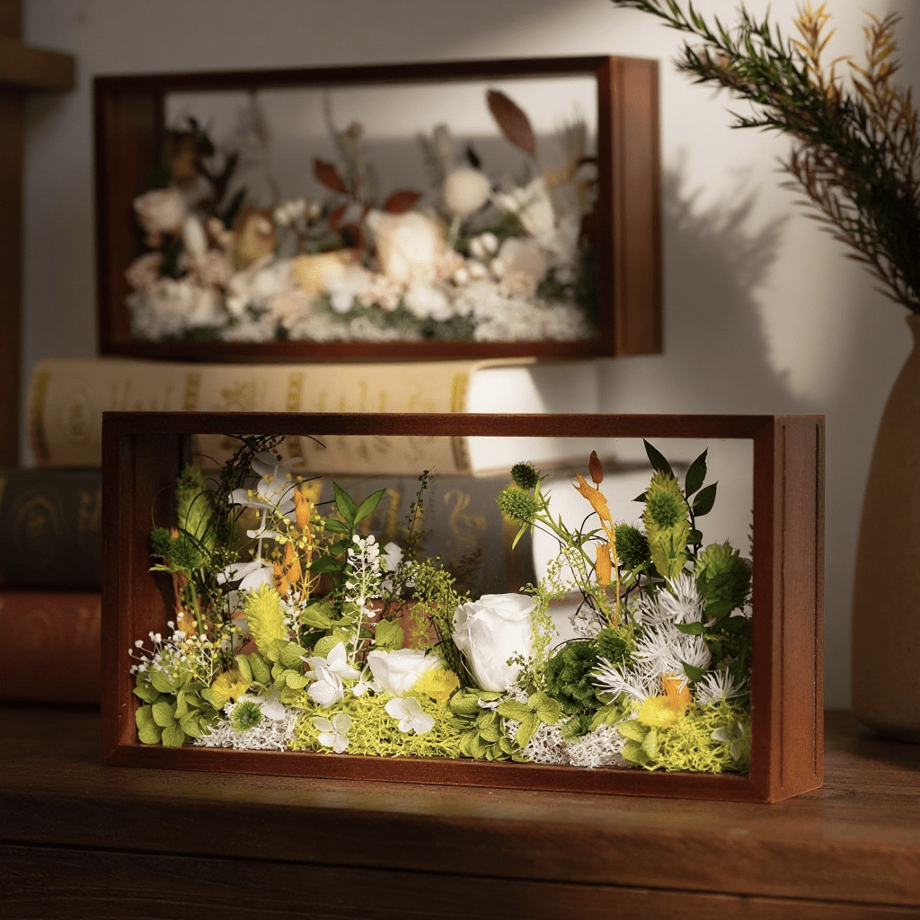 "The Landscape Garden" - Real Preserved Flower Shadow Box
