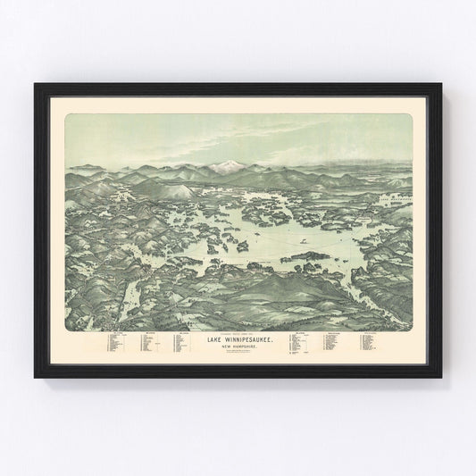 Vintage Map of Lake Winnipesaukee, New Hampshire 1909