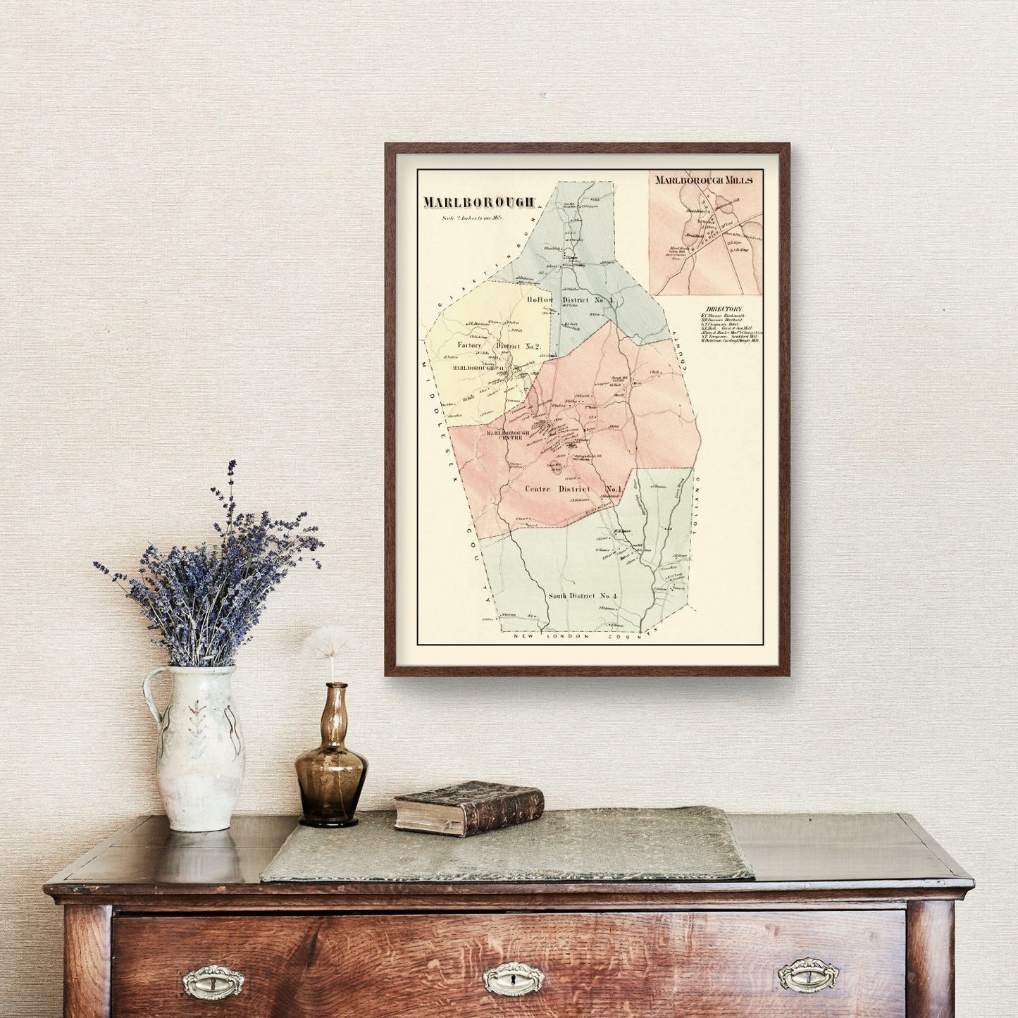 Vintage Map of Marlborough, Connecticut 1869