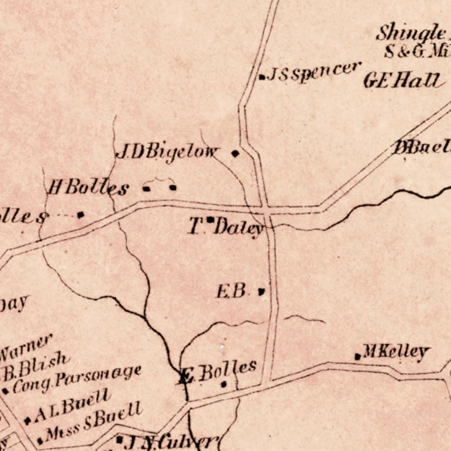 Vintage Map of Marlborough, Connecticut 1869