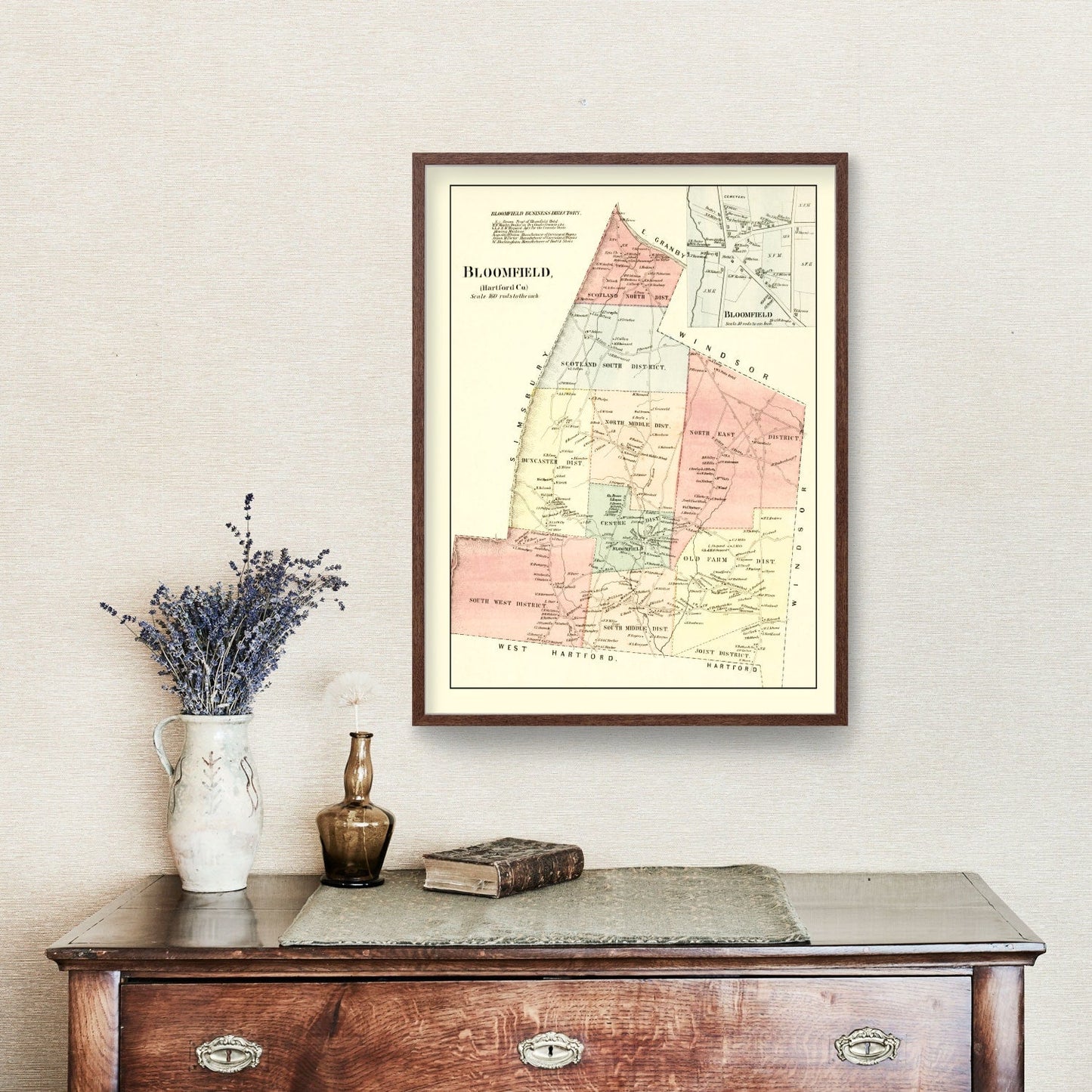 Vintage Map of Bloomfield, Connecticut 1869