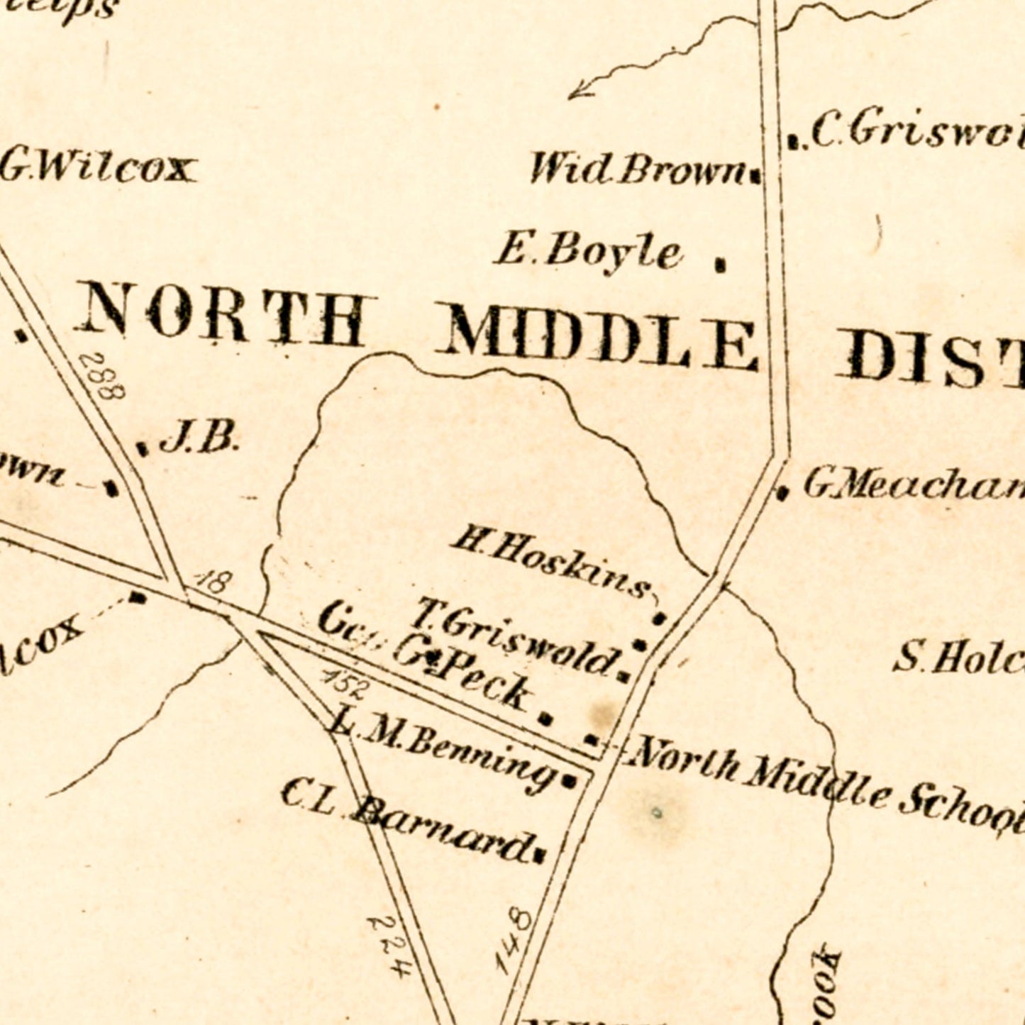 Vintage Map of Bloomfield, Connecticut 1869