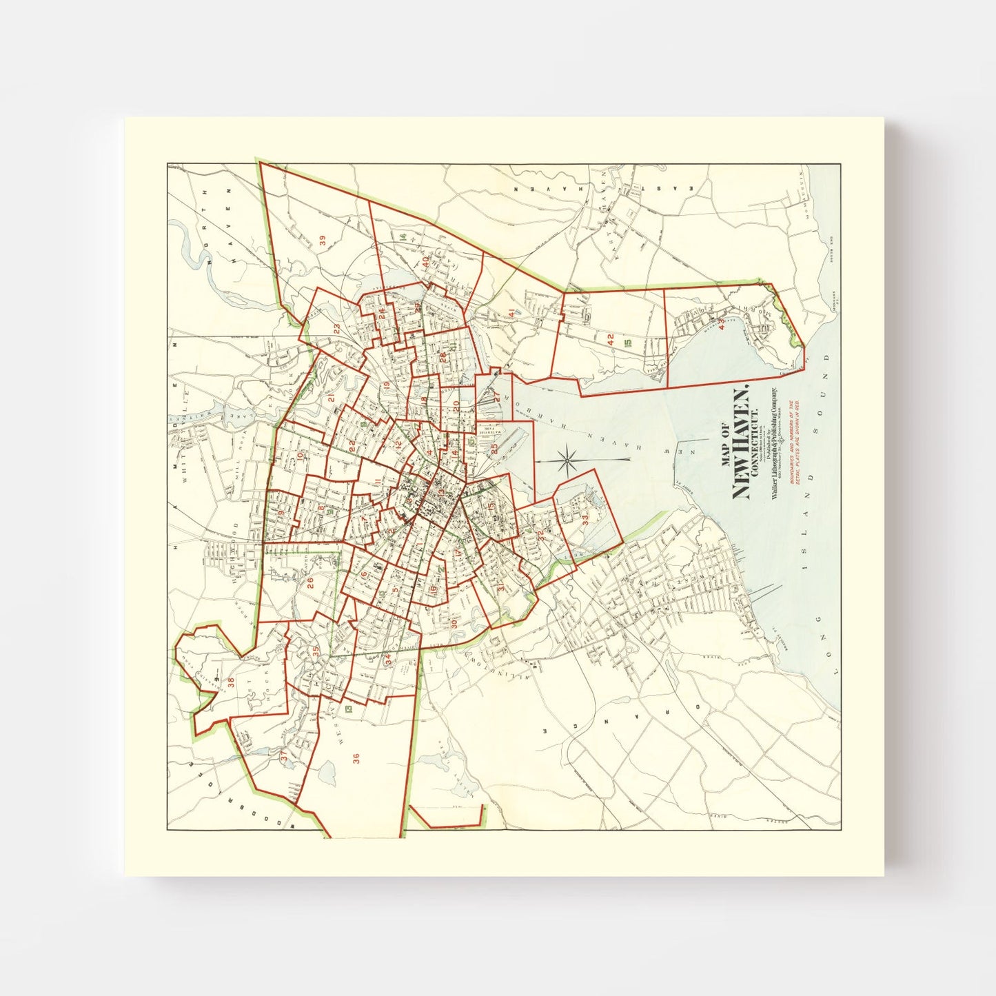 Vintage Map of New Haven, Connecticut 1911