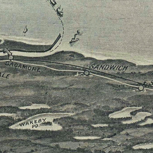 Vintage Cape Cod Birds Eye View Map 1915