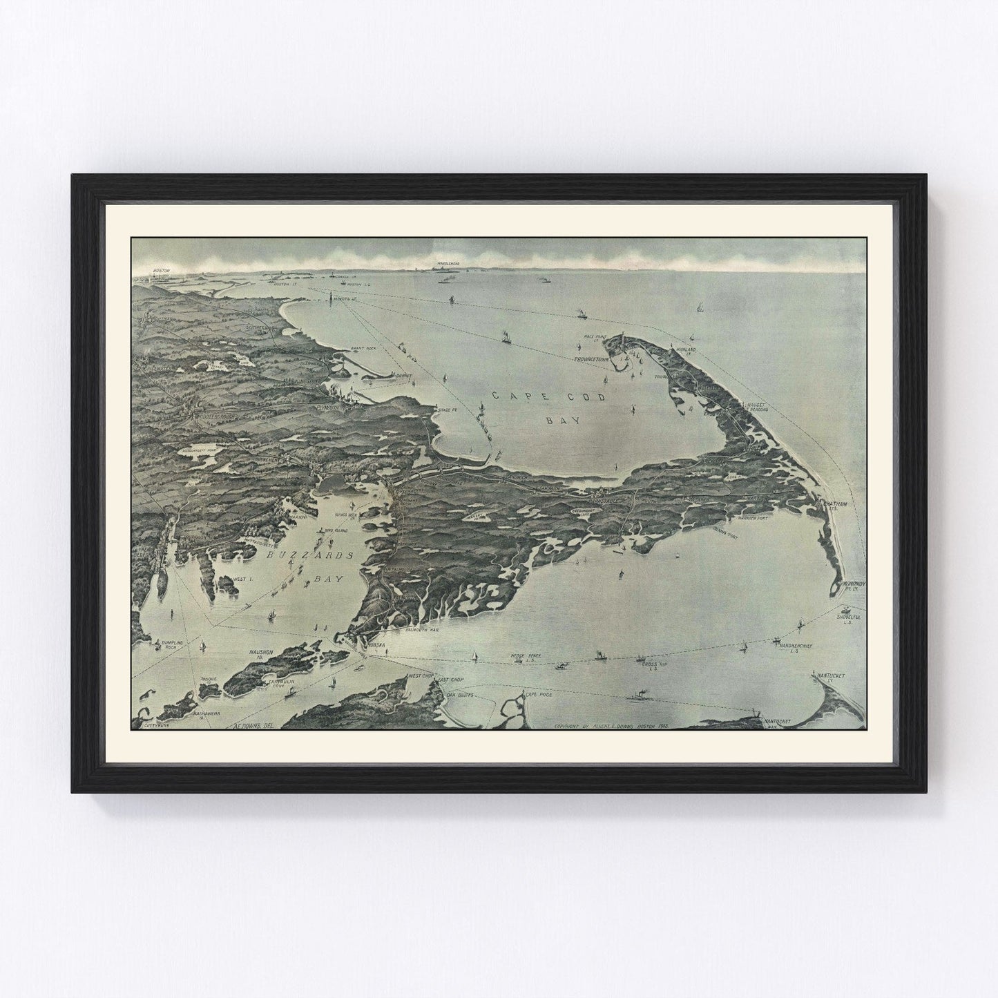 Vintage Cape Cod Birds Eye View Map 1915