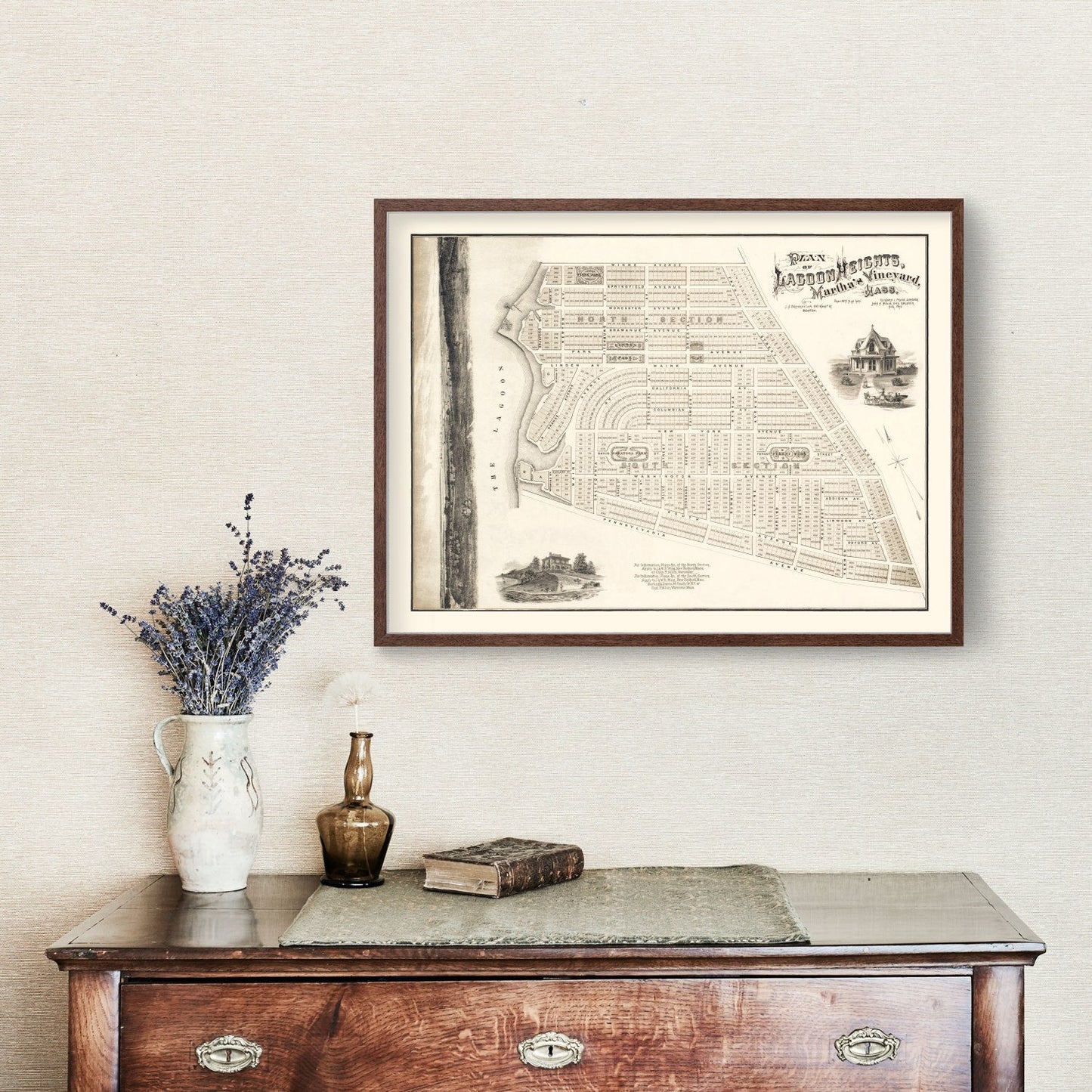 Vintage Lagoon Heights Marthas Vineyard Map 1873