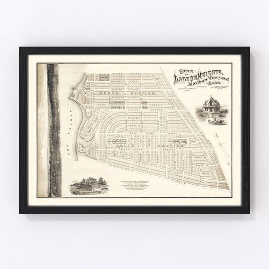Vintage Lagoon Heights Marthas Vineyard Map 1873