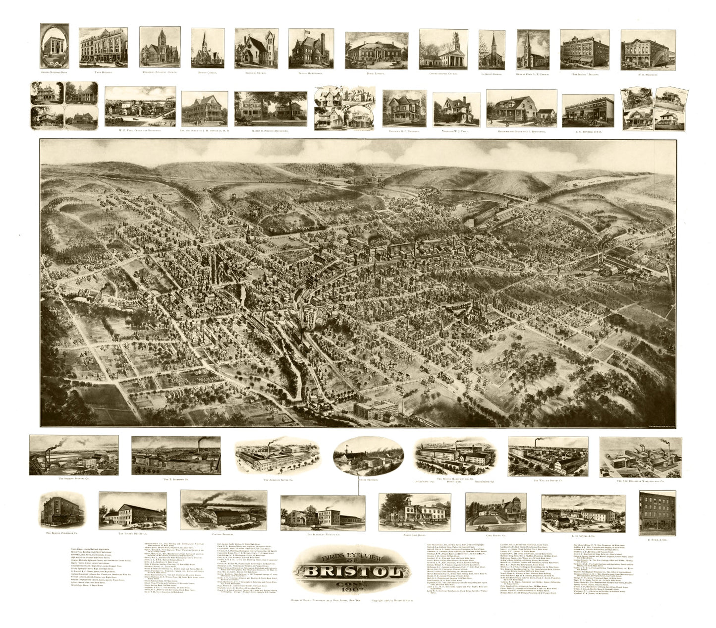 Vintage Map of Bristol, Connecticut 1906