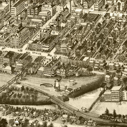 Vintage Map of Willimantic, Connecticut 1909