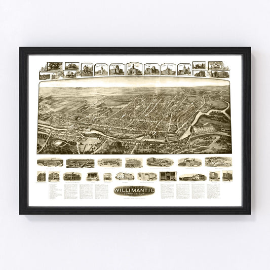 Vintage Map of Willimantic, Connecticut 1909