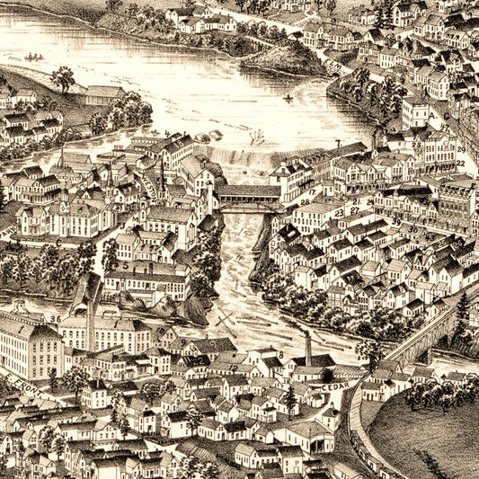 Vintage Map of Skowhegan, Maine 1892