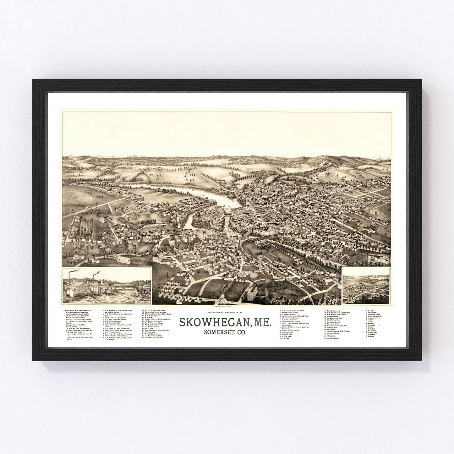Vintage Map of Skowhegan, Maine 1892