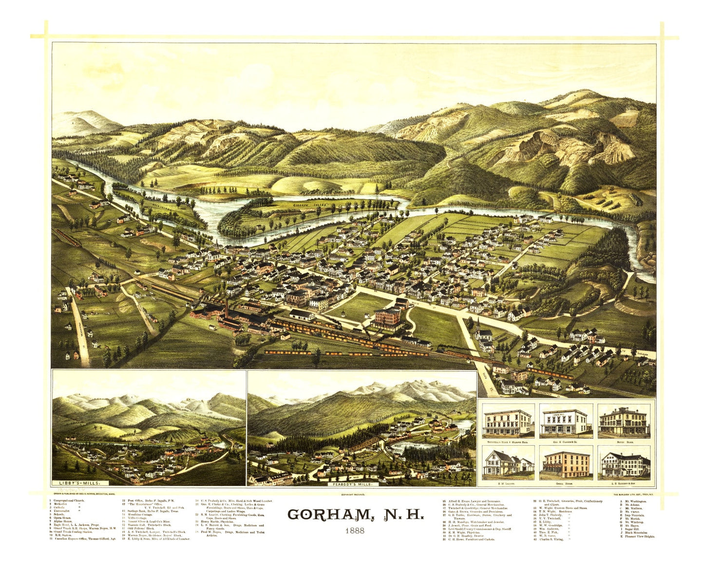 Vintage Map of Gorham, New Hampshire 1888