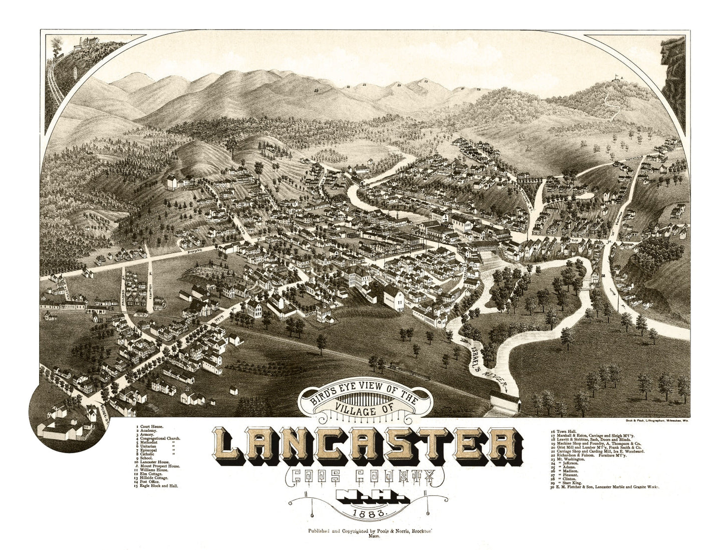 Vintage Map of Lancaster, New Hampshire 1883
