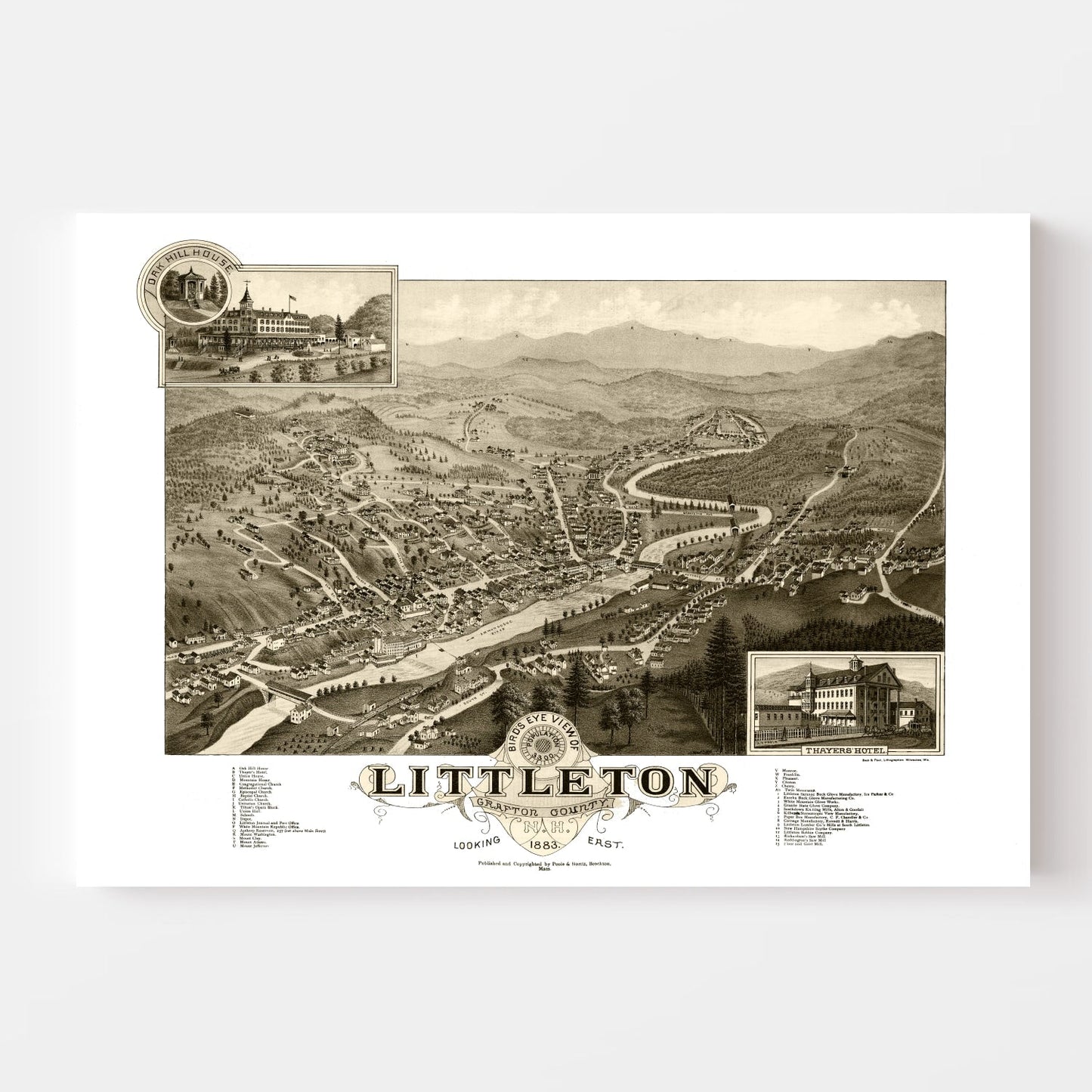 Vintage Map of Littleton, New Hampshire 1883