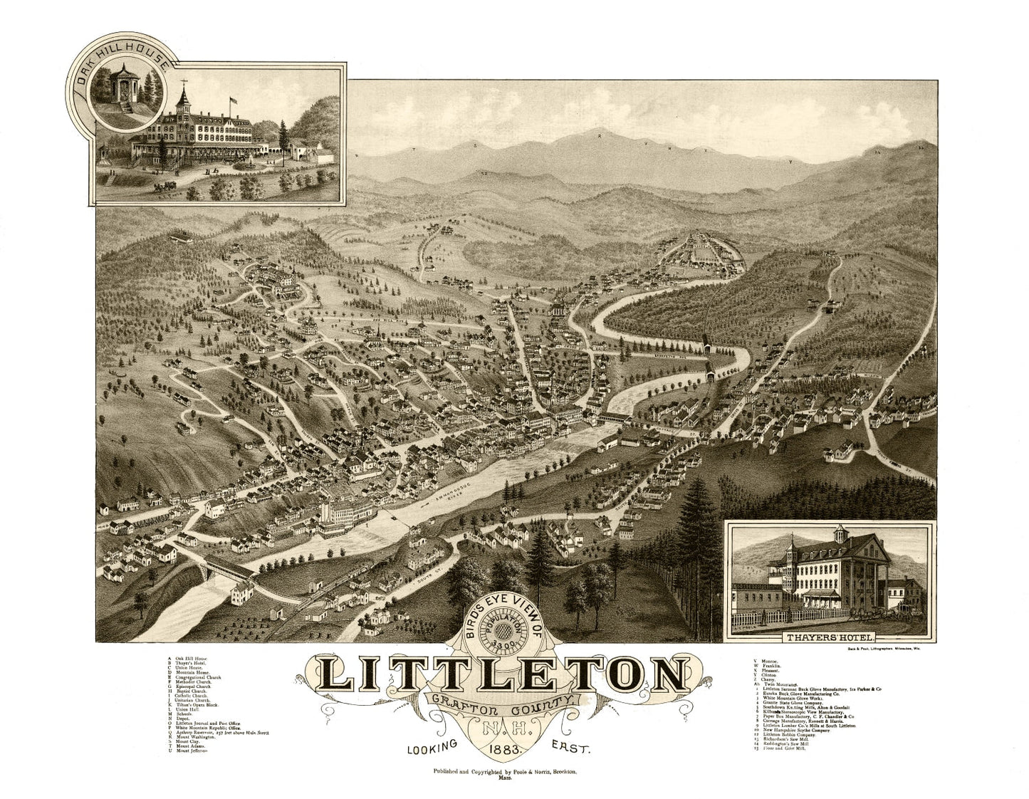 Vintage Map of Littleton, New Hampshire 1883
