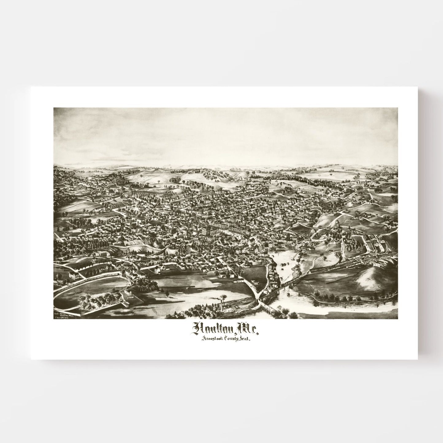 Vintage Map of Houlton, Maine 1894