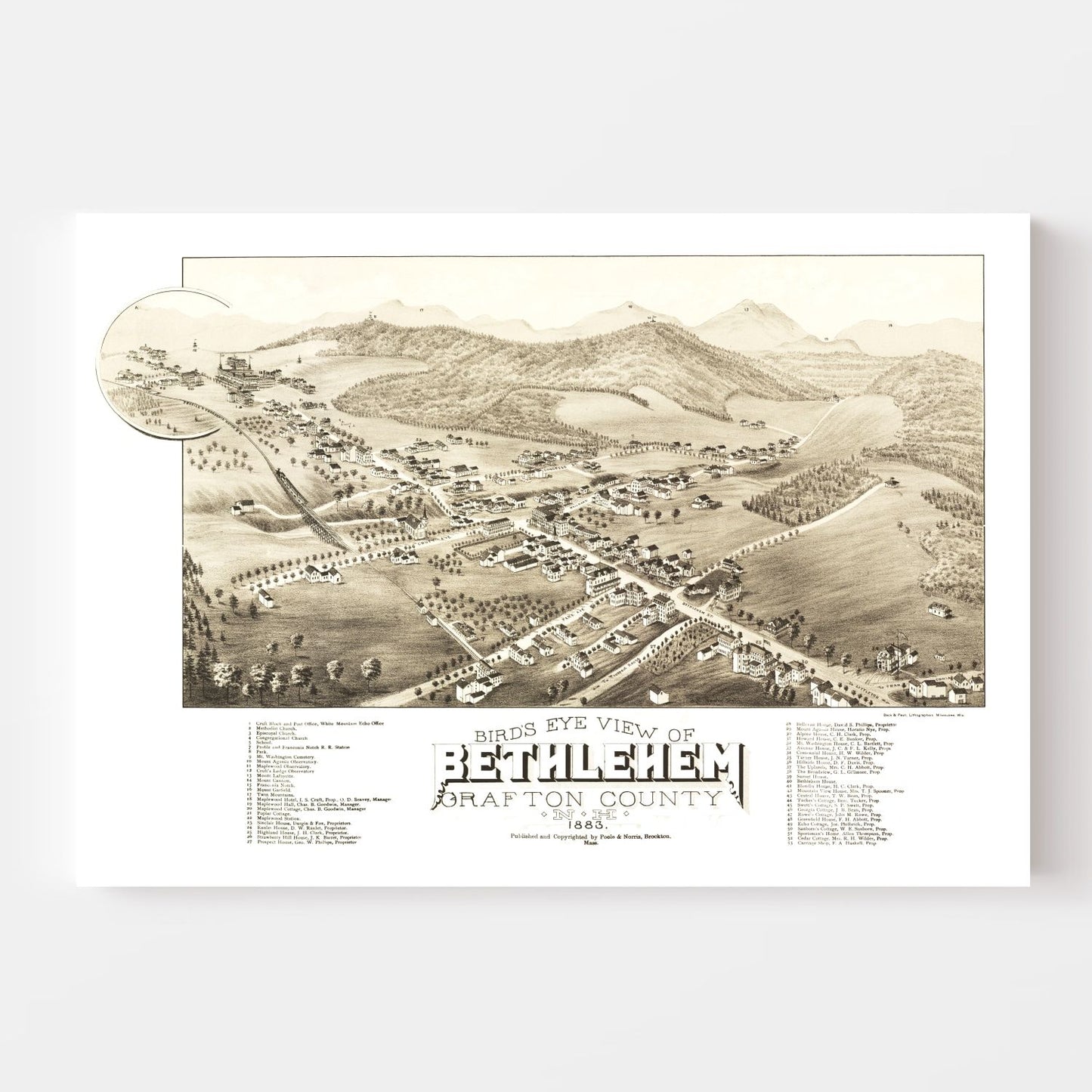 Vintage Map of Bethlehem, New Hampshire 1883