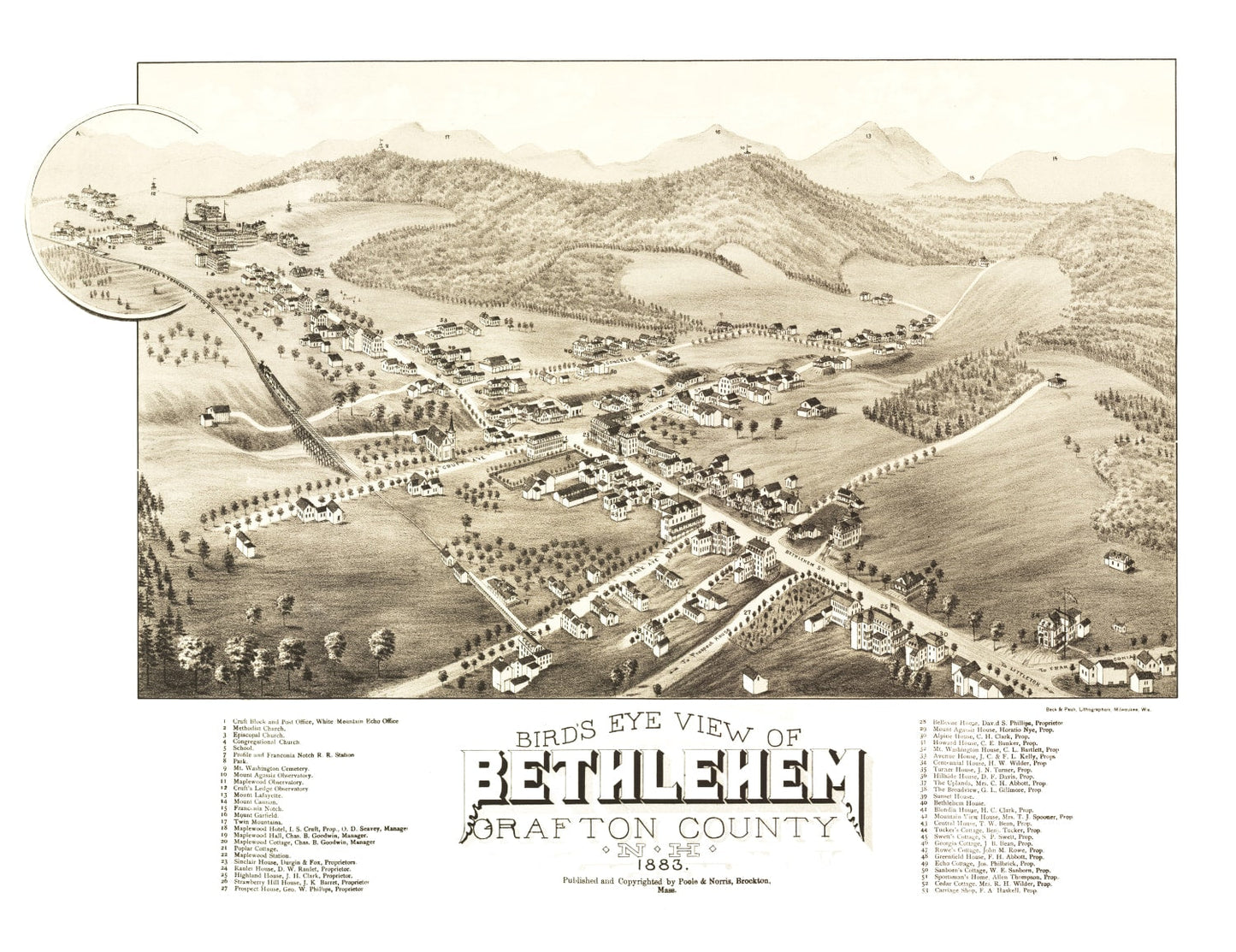 Vintage Map of Bethlehem, New Hampshire 1883