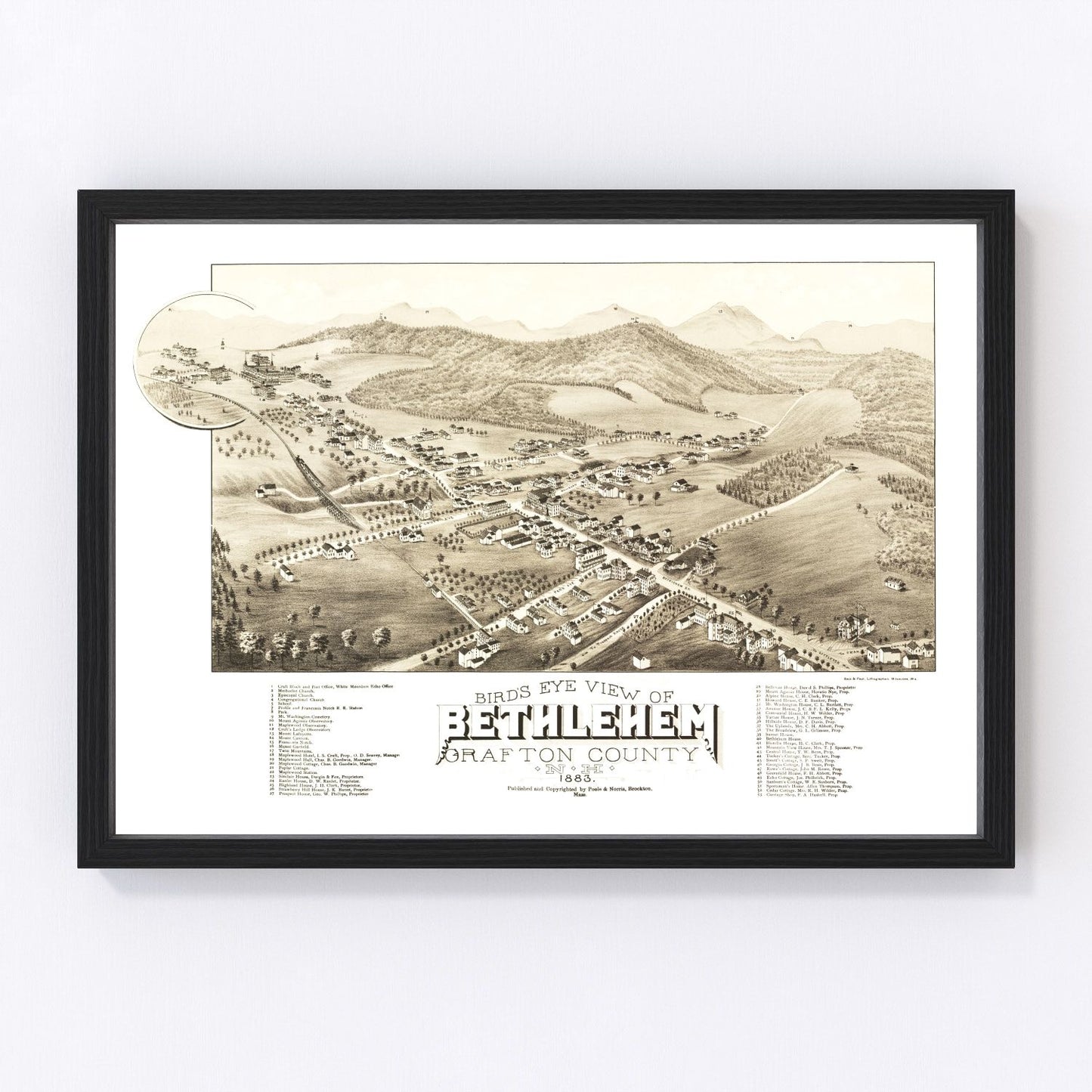 Vintage Map of Bethlehem, New Hampshire 1883