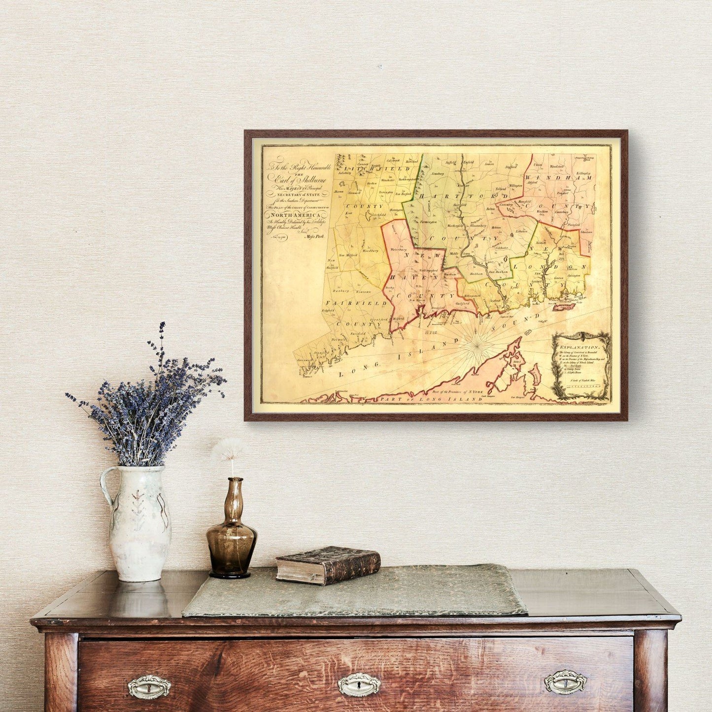 Vintage Map of Connecticut 1766