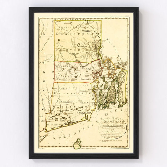 Vintage Map of Rhode Island 1797