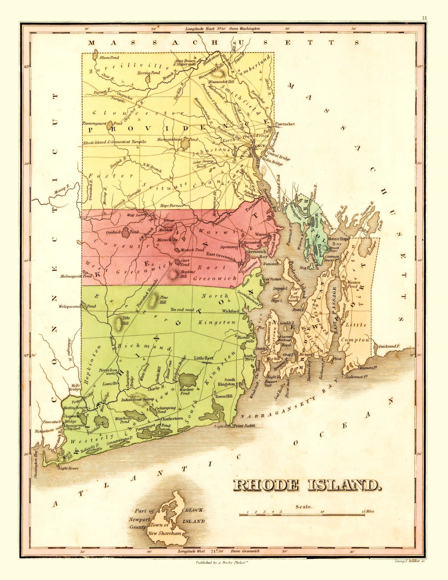 Vintage Map of Rhode Island 1829