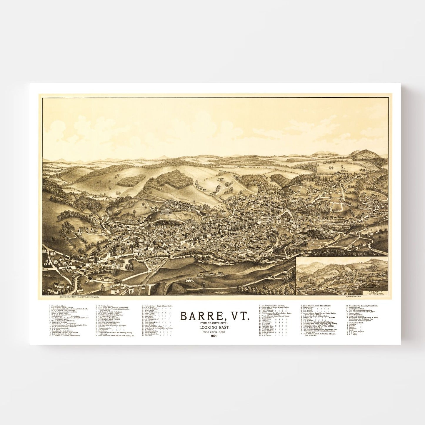 Vintage Map of Barre, Vermont 1891