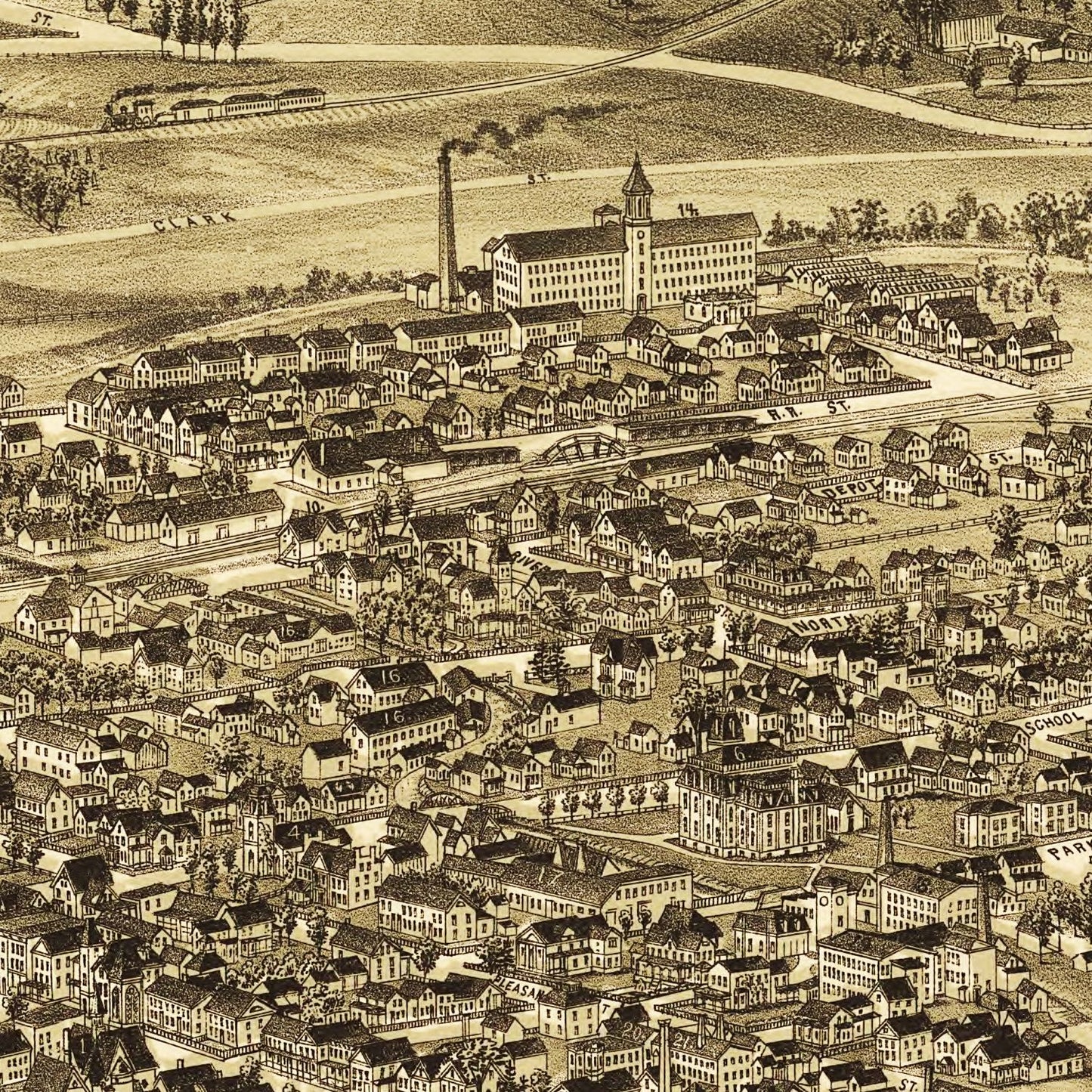 Vintage Map of Bennington, Vermont 1887