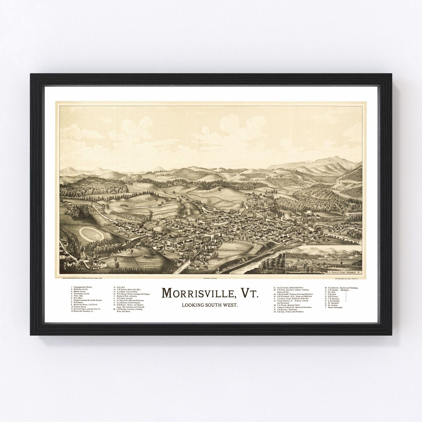 Vintage Map of Morrisville, Vermont 1889