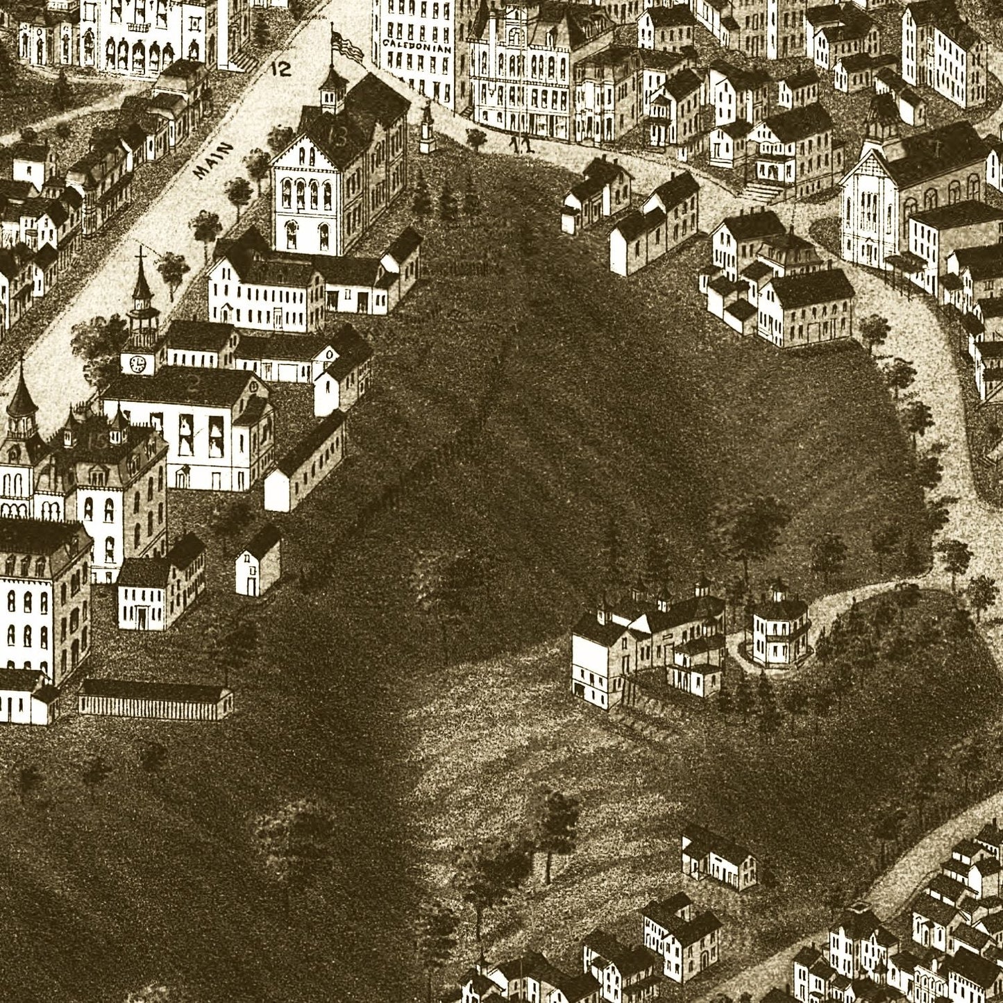 Vintage Map of St. Johnsbury, Vermont 1884