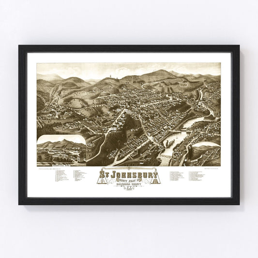 Vintage Map of St. Johnsbury, Vermont 1884