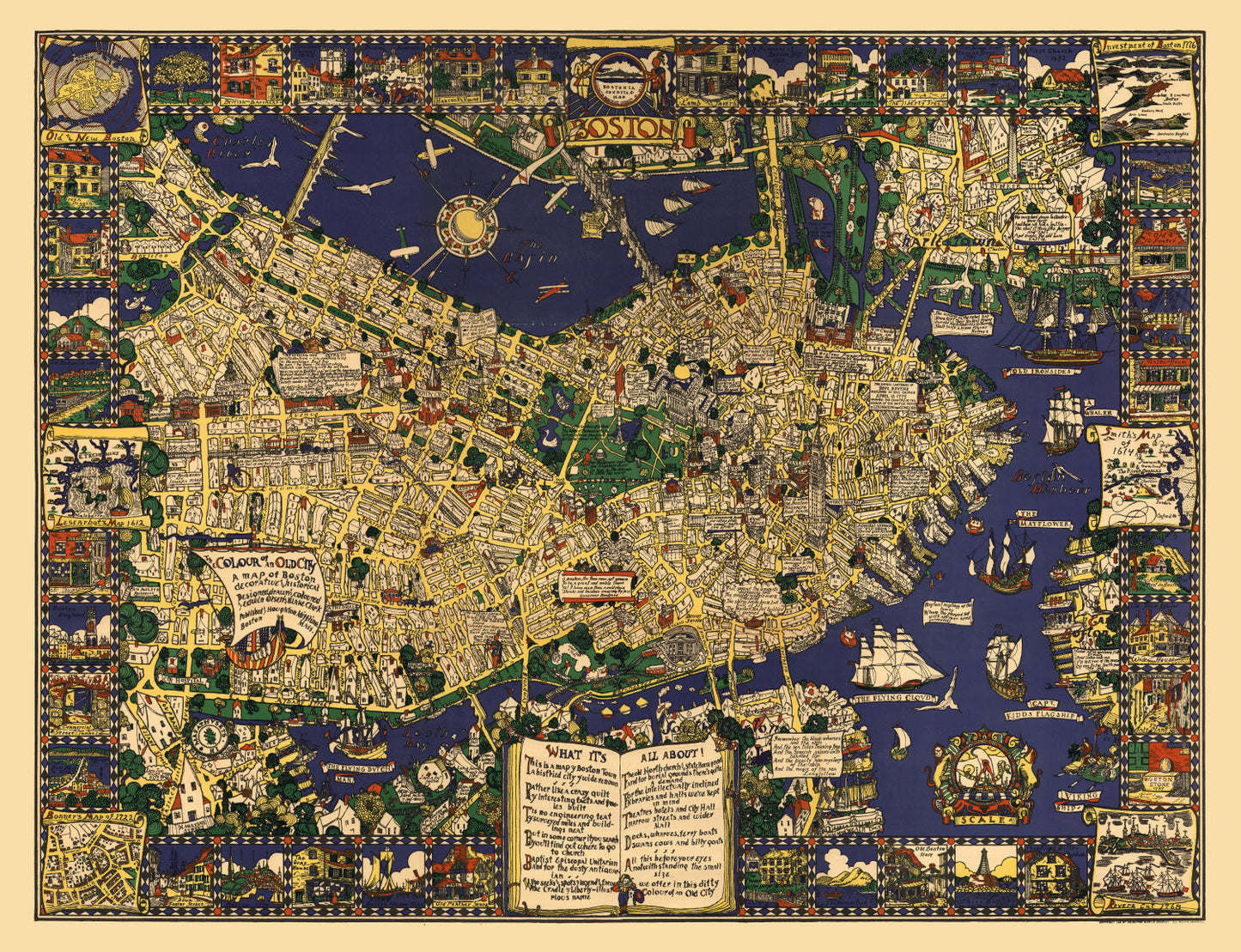 Vintage Map of Boston, Massachusetts 1926
