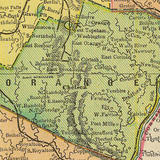 Vintage Map of Vermont 1909