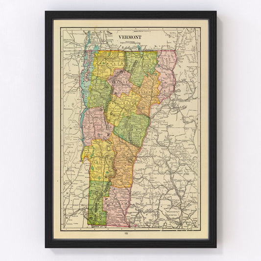 Vintage Map of Vermont 1909