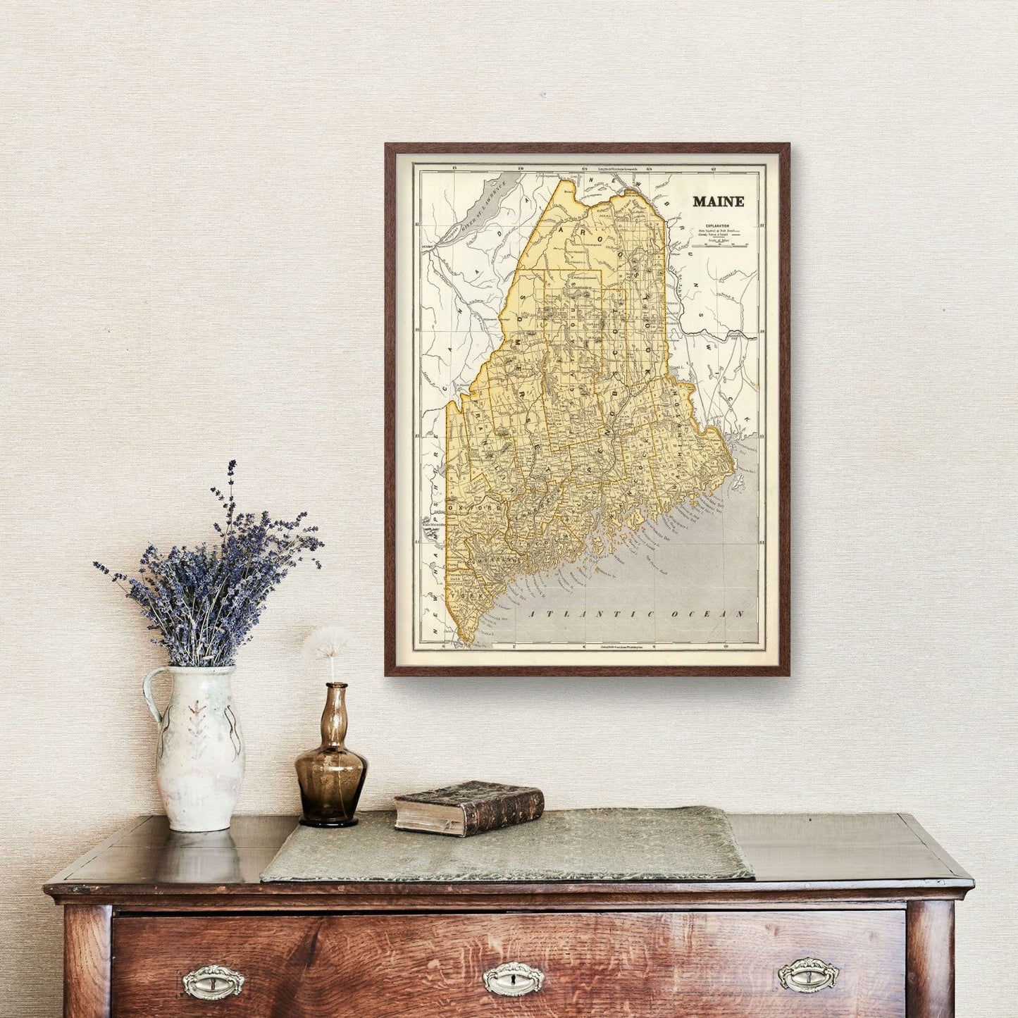 Vintage Map of Maine 1842