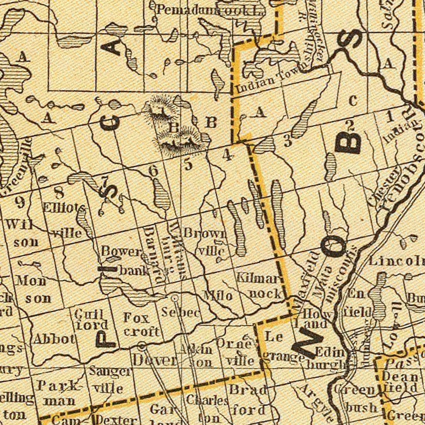 Vintage Map of Maine 1842