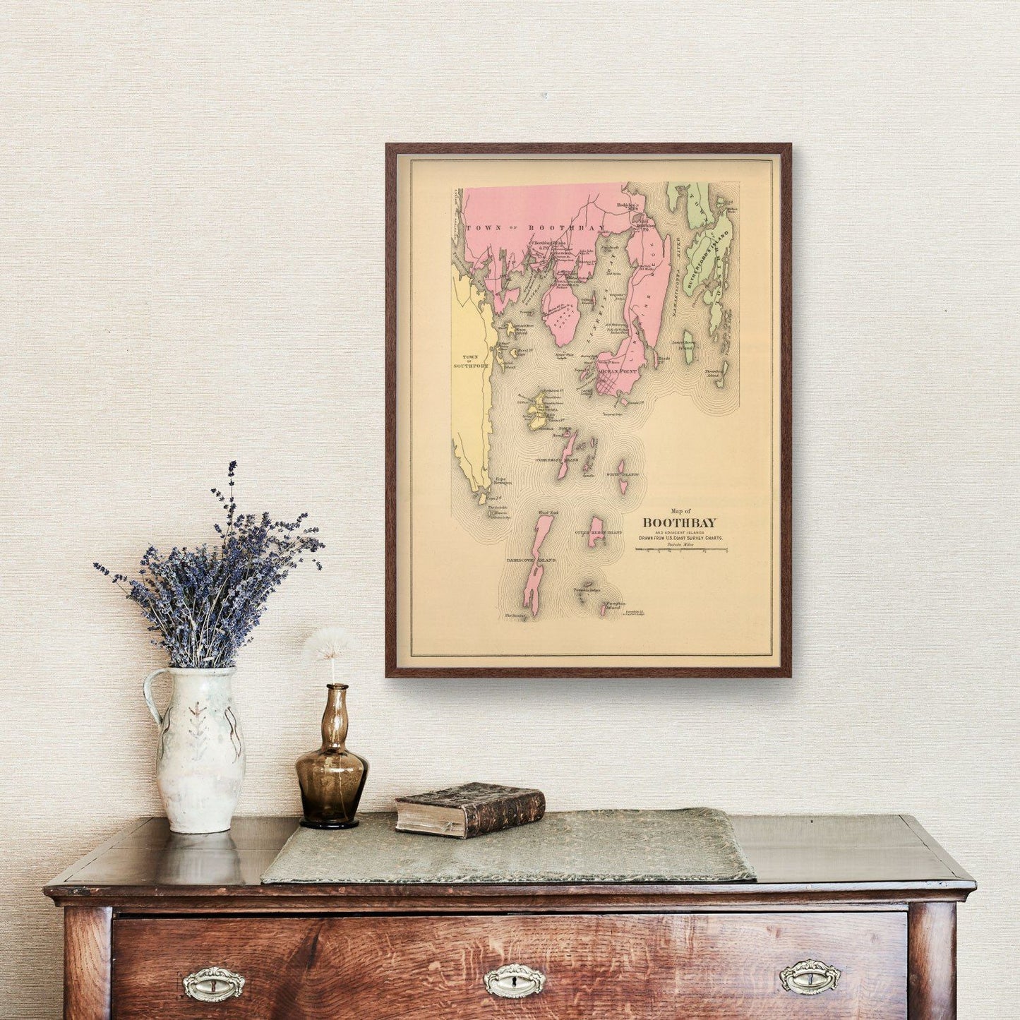 Vintage Map of Boothbay, Maine 1894