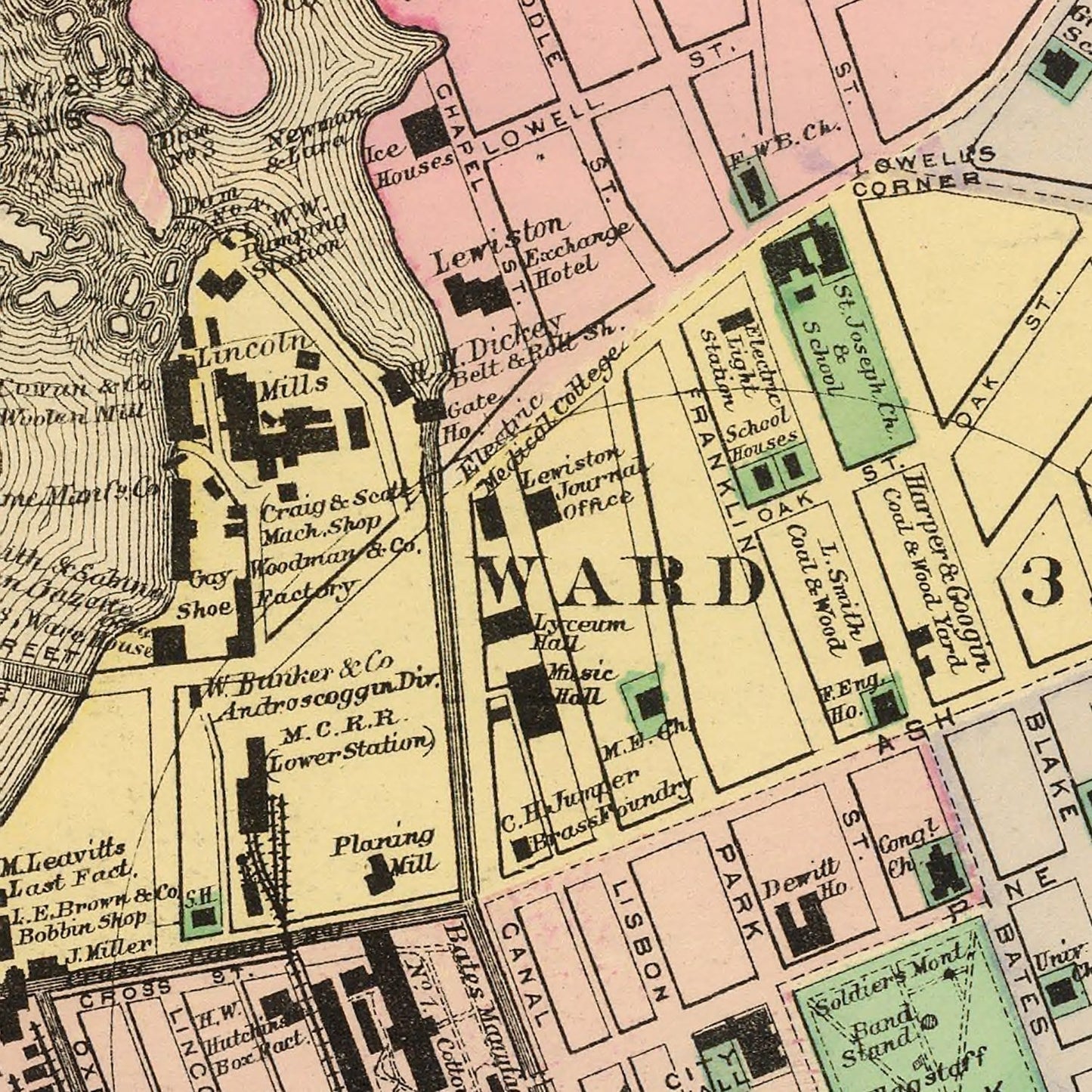 Vintage Map of Auburn, Maine 1894