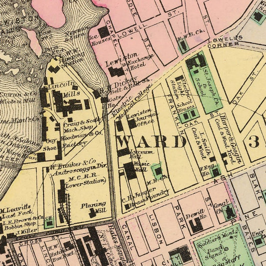 Vintage Map of Auburn, Maine 1894