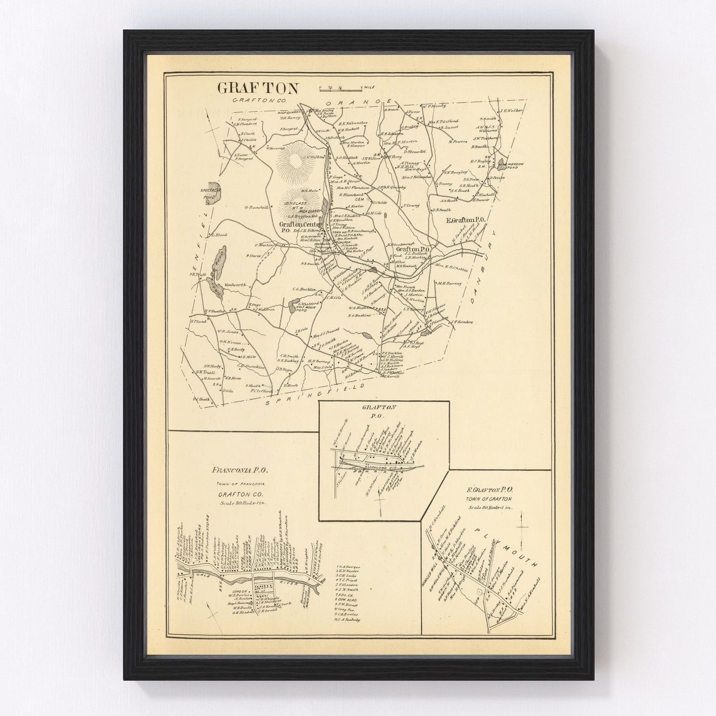 Vintage Map of Franconia, New Hampshire 1892