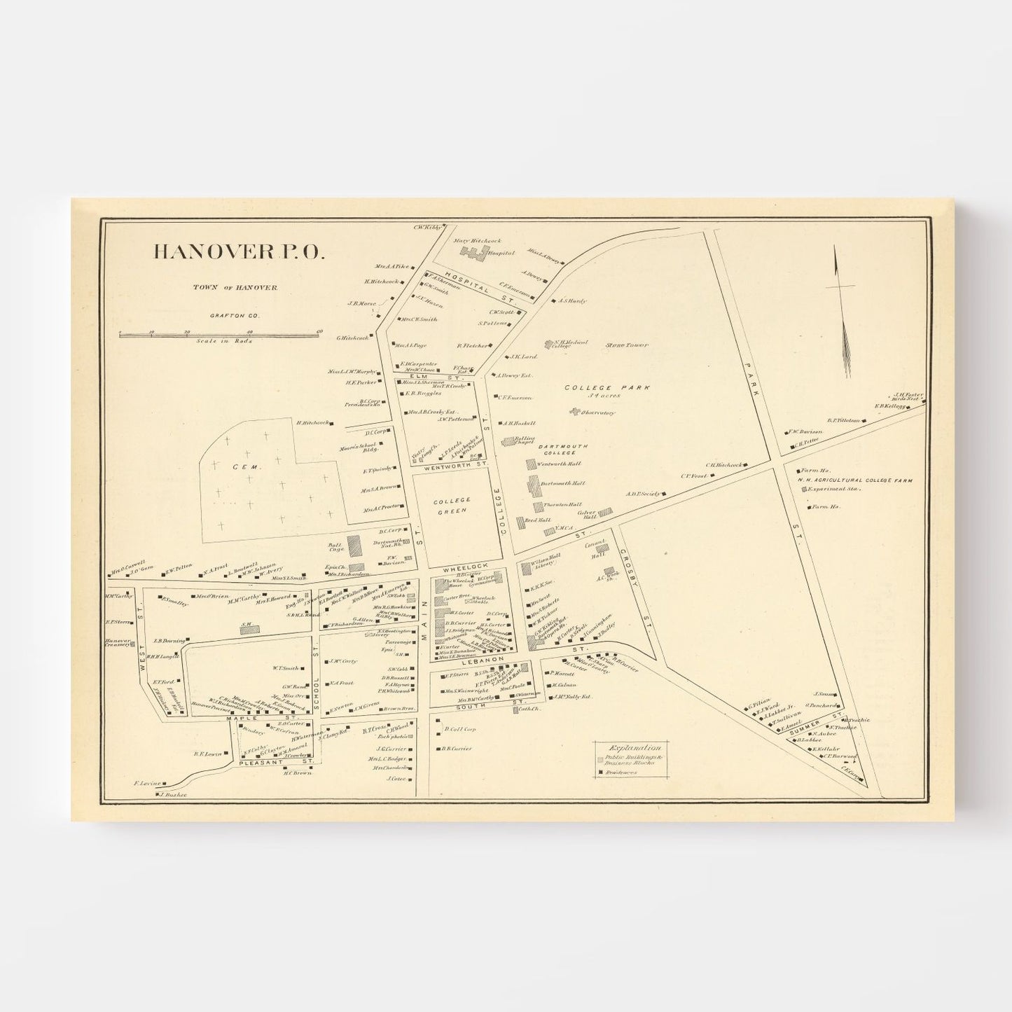 Vintage Map of Hanover, New Hampshire 1892