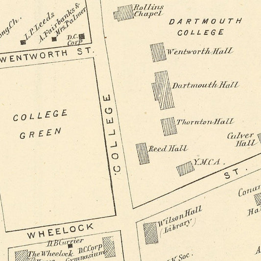 Vintage Map of Hanover, New Hampshire 1892