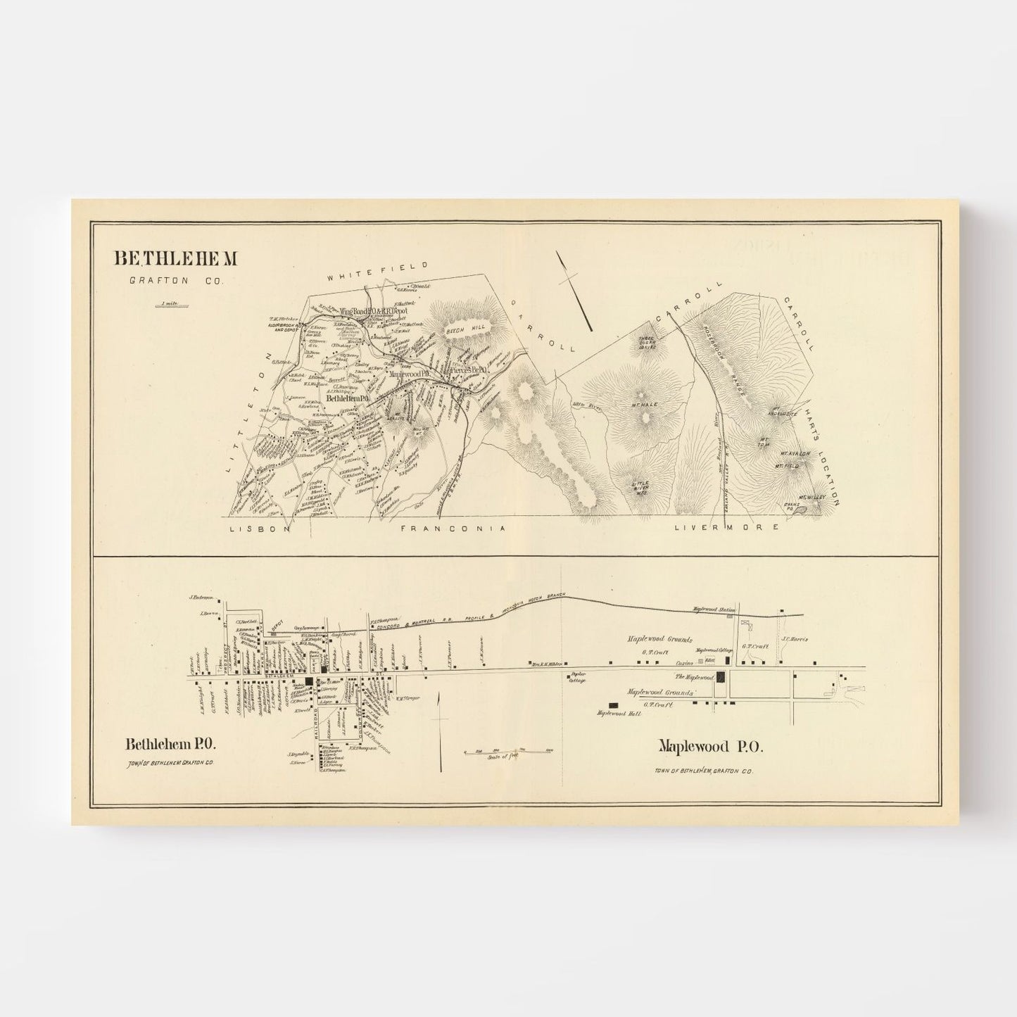 Vintage Map of Bethlehem, New Hampshire 1892